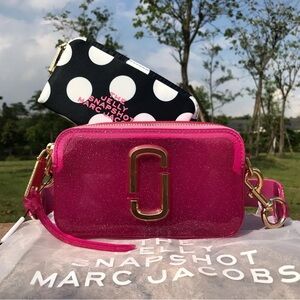 Marc Jacobs Hot Pink Polka Dot Vinyl Snapshot Crossbody
